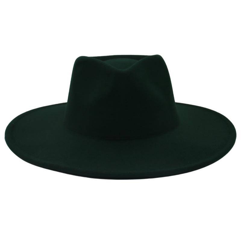 Big Brim Top Hat Women'S Coat With Hat Felt Hat Solid Color Cashmere Jazz Hat