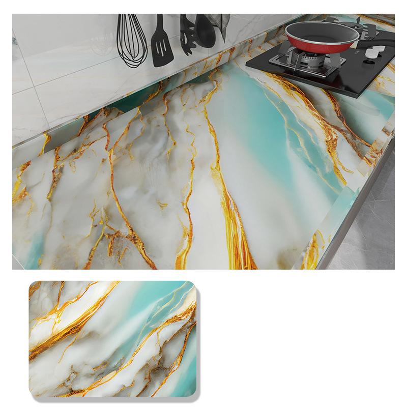 Imitation Marble Thickend Self-adhesive Kitchen Cooktop Protective Film Marble Desktop Film High Temperature Oil Resistant Sticker