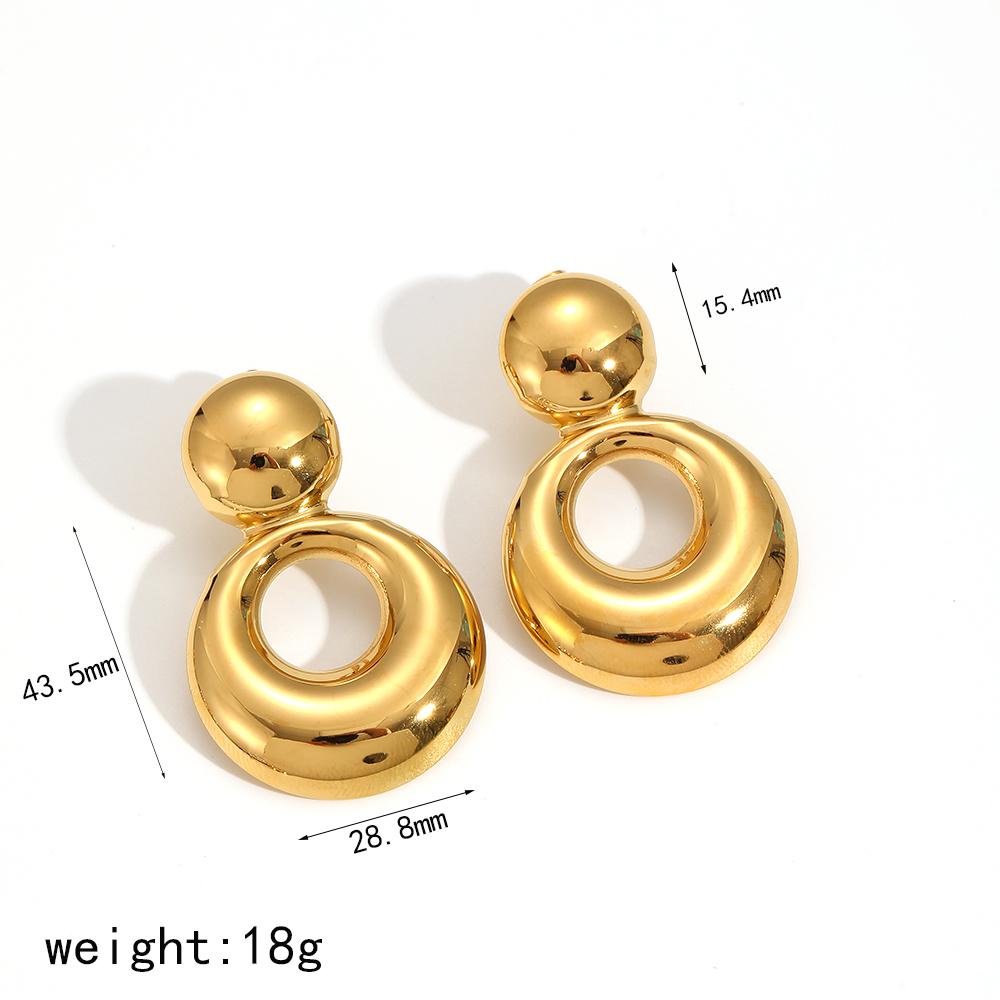 Fashion Design Stainless Steel Smooth Irregular Hollow Pendant Circular Earring Women Trendy Charm Jewelry Gifts