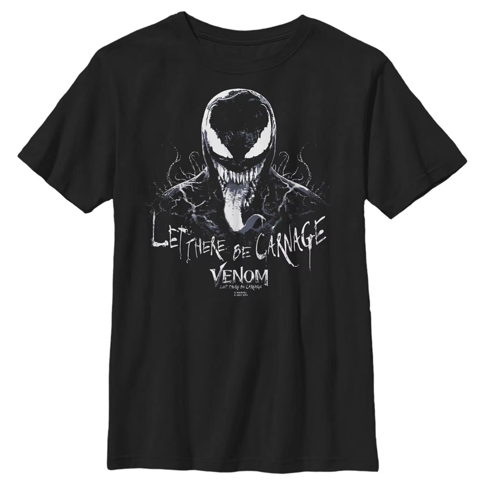 Marvel Authentic 2026 New Summer Venom Comic Print LargeSized Unisexs ShortSleeved LooseFitting RoundNeck TShirt S