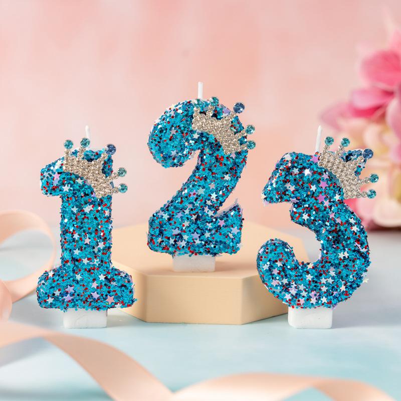 Creative New Crown Numbers Birthday Candles Party Holiday Cake Decorations