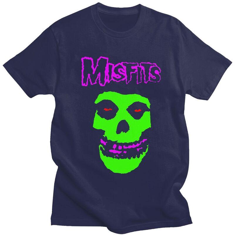Custom Horror Punk Rock Misfits Skull T Shirt for Men 100 Cotton Tshirt Leisure Tees Tshirts Slim Fit