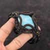 Larimar Manschettenarmband Kupferdraht gewickelt Schmuck verstellbar Manschette Edelstein Armreif Kupferdraht Manschettenarmband handgemachte Armreif Geschenk für Mutter