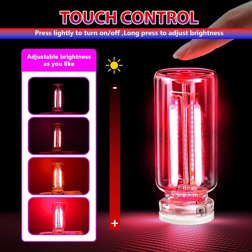2PCS Car USB Night Lights, Touch Dimmable Vehicle Interior Ambient Lamp, Portable Retro Glass LED Light for Auto Decorations, Bedroom, Office,