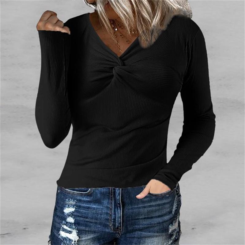 Women's Fashion Rib Knitted Sweater Slim Long Sleeve Pullover Sweaters