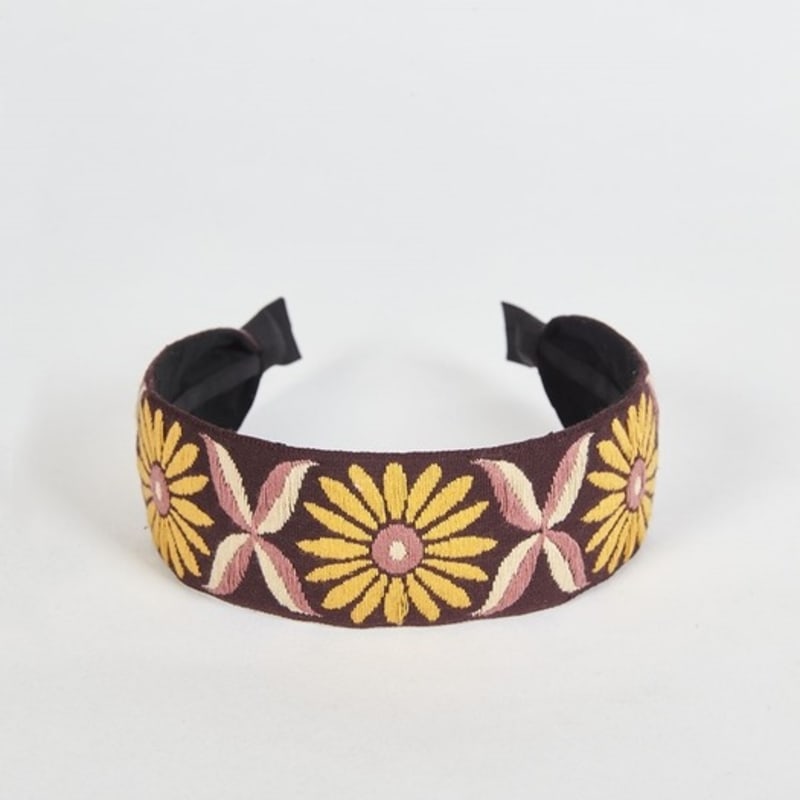 LALA Sunflower Embroidered Hairband P-Wine