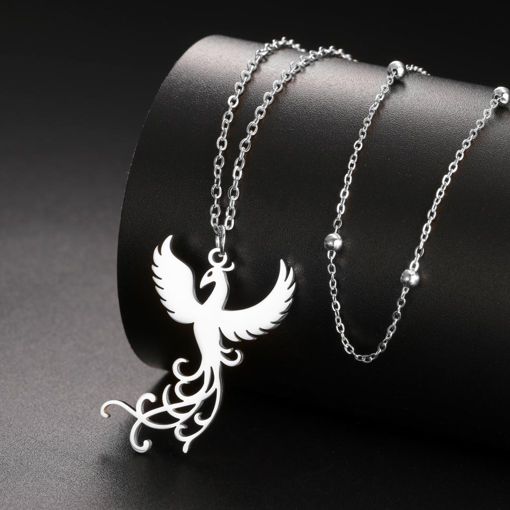 LIKGREAT Stainless Steel Phoenix Bird Firebird Necklace for Women Men Nature Animal Totem Choker Pendants Charm Jewelry Gift New
