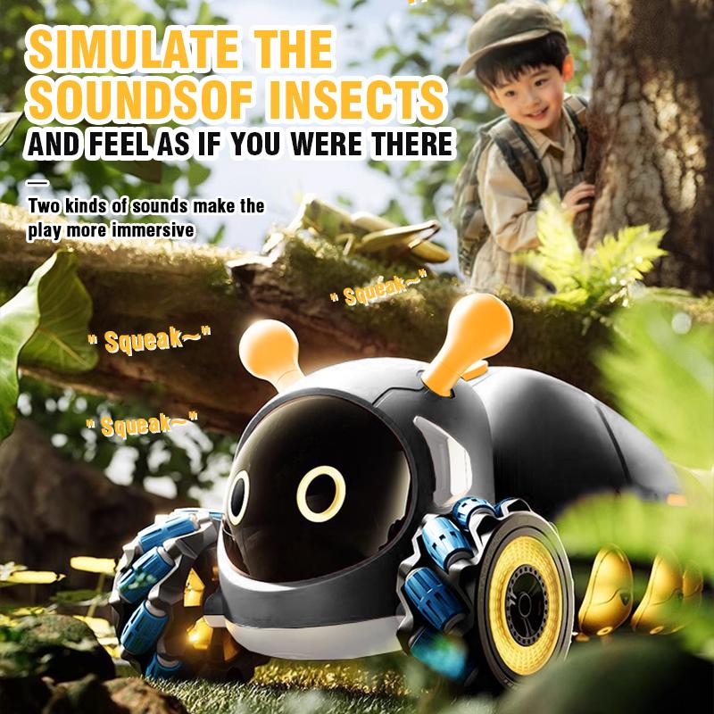 Non-Toxic Intelligent Remote Control Insect 4Wd Rc Stunt Car With Spray Light Radio Controlled Animals Electric Toys For Kids Gifts