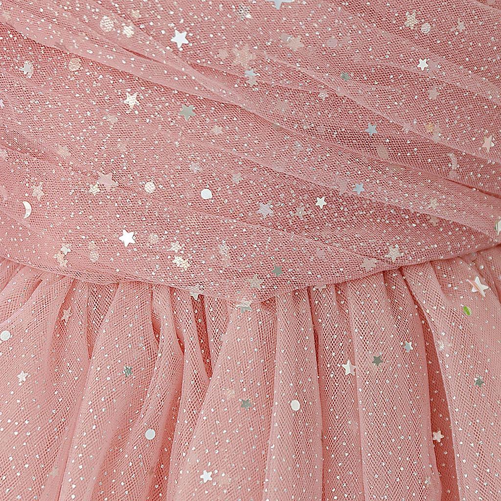 European & American One-Shoulder Sequin Princess Dress for Kids - Evening Mesh Puffy Skirt