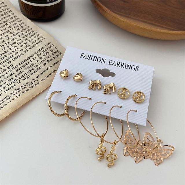 Tone Color Snake Drop Earrings Set Geometric Long Tassel Dangle Earrings Set For Women Of Earrings JewelryGeometric Drop