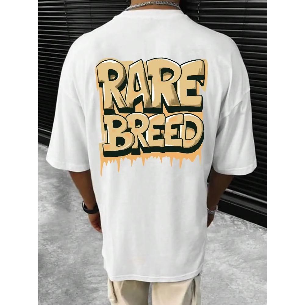 Rare Breed Funny Letter Graphic Print Tshirt Men Cotton Oversize T Shirt Summer Casual Clothes Breathable Tshirts Street Tops