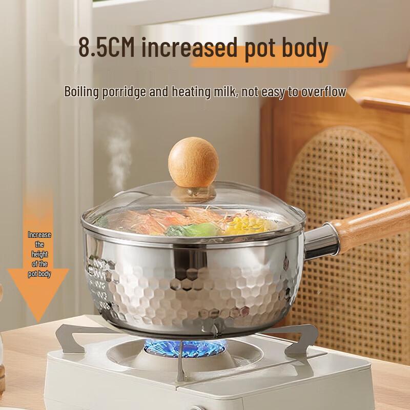 Canbo 18cm Hammered Stainless Steel Yukihira Pot with Steamer