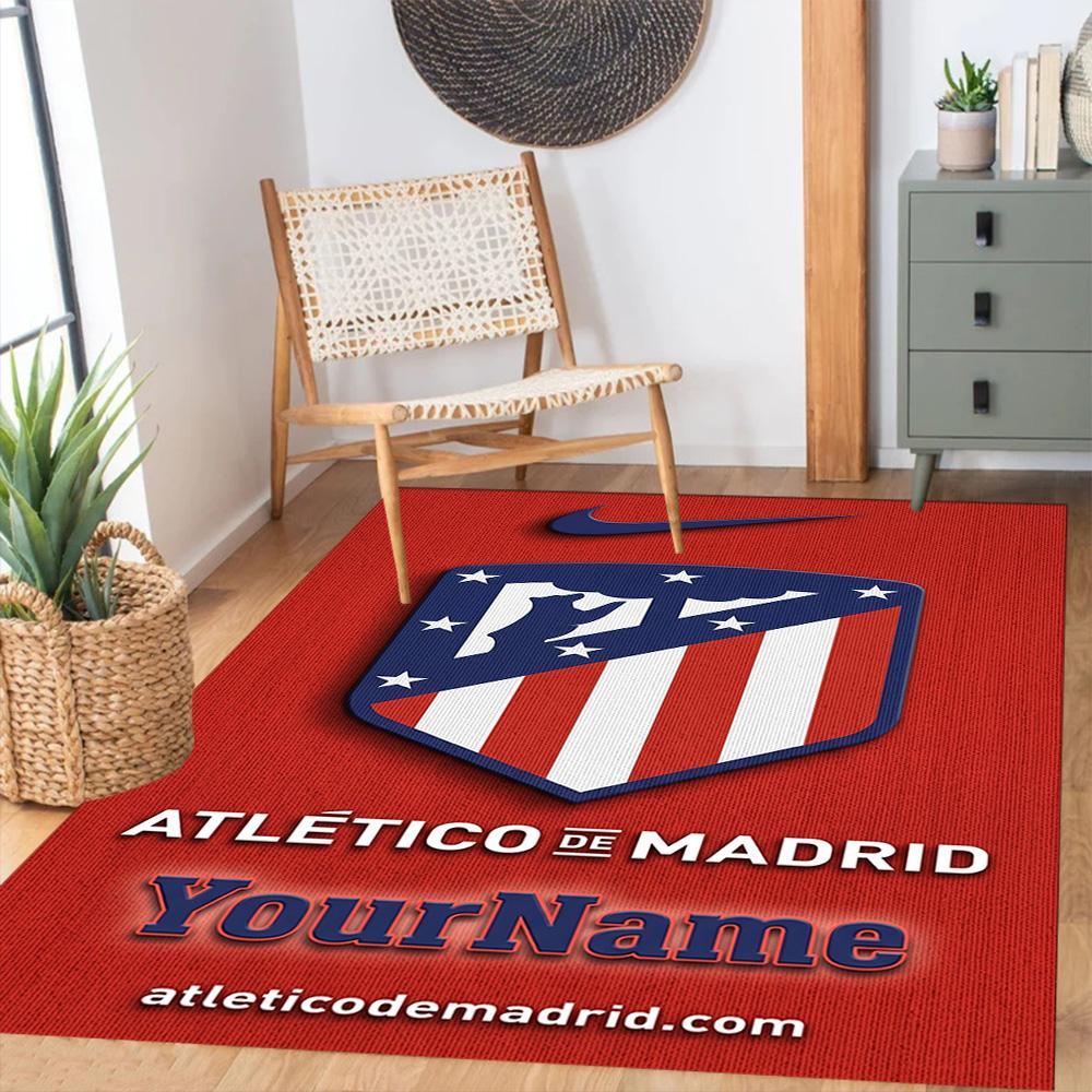 Atletico Madrid Customize Your Name Floor Rug Office Rug Suitable for Kitchen Dining Room Dormitory Playrooms Antislip Carpet Office home decor