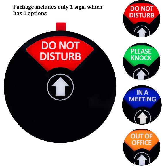 Kichwit Privacy Sign for Office Door, Do Not Disturb, Out of Office, Please Knock, In a Meeting, Conference Sign for Offices, 5 Inch, Black