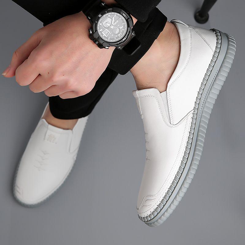 Lässige Slipper aus Leder für Herren: Atmungsaktive, rutschfeste, weiche Sohle für breite Füße – ideal für Frühling und Sommer