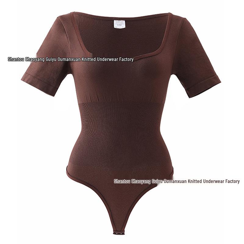 European & American Seamless Square Neck Tummy Control Bodysuit Shapewear