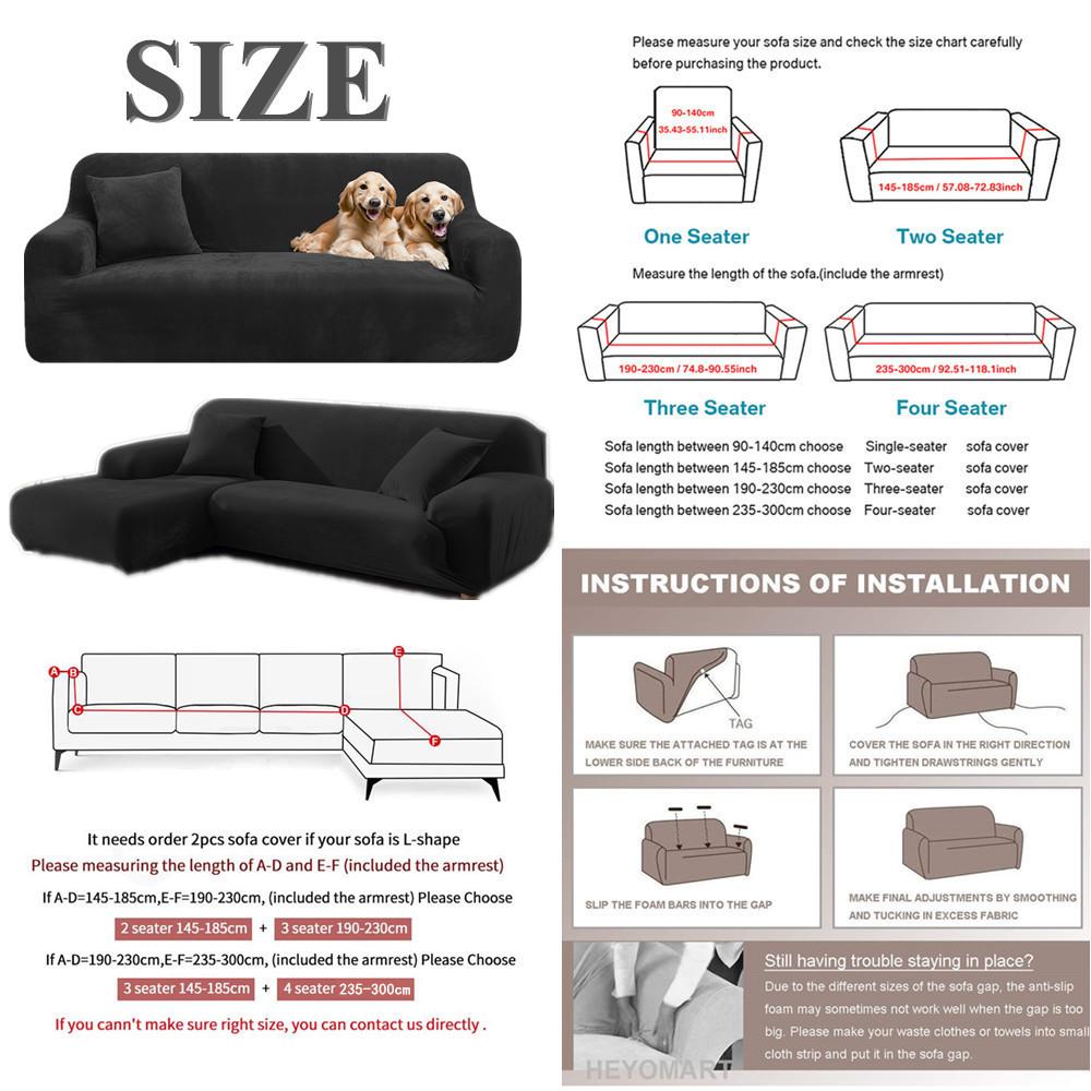 Modern Velvet Plush 1 Piece High Stretch Sofa Slipcover Furniture Protector Non Slip Elastic Bottom for Kid Pets Scratch Gray