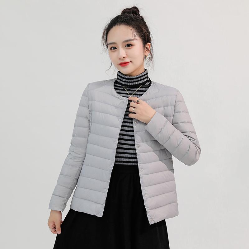 Men's Lightweight Collarless Down Jacket - Autumn/Winter, Plus Size Round Neck White Duck Coat