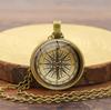 Steampunk Compass Time Gem Necklace Vintage Pendant Fashion Jewelry Chain Accessory
