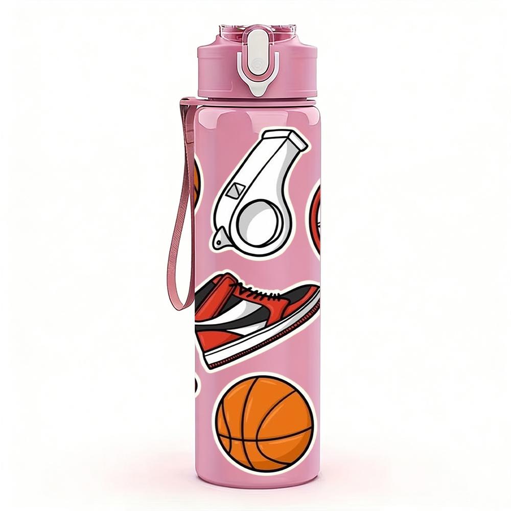 1PC Basketball Jersey Sneaker Gear 750ml Color Plastic Sports Water Bottle Leakproof Flip Straw Lid Suitable for Sports Office Home Use