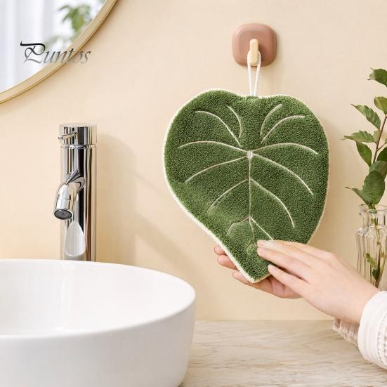 Bathroom Decor Hand Towel Leaf Shape Towel, Soft Absorbent with Hanging Loop, Decorative Shaped Cute Maple Ginkgo Design for Kitchen Drying Loop
