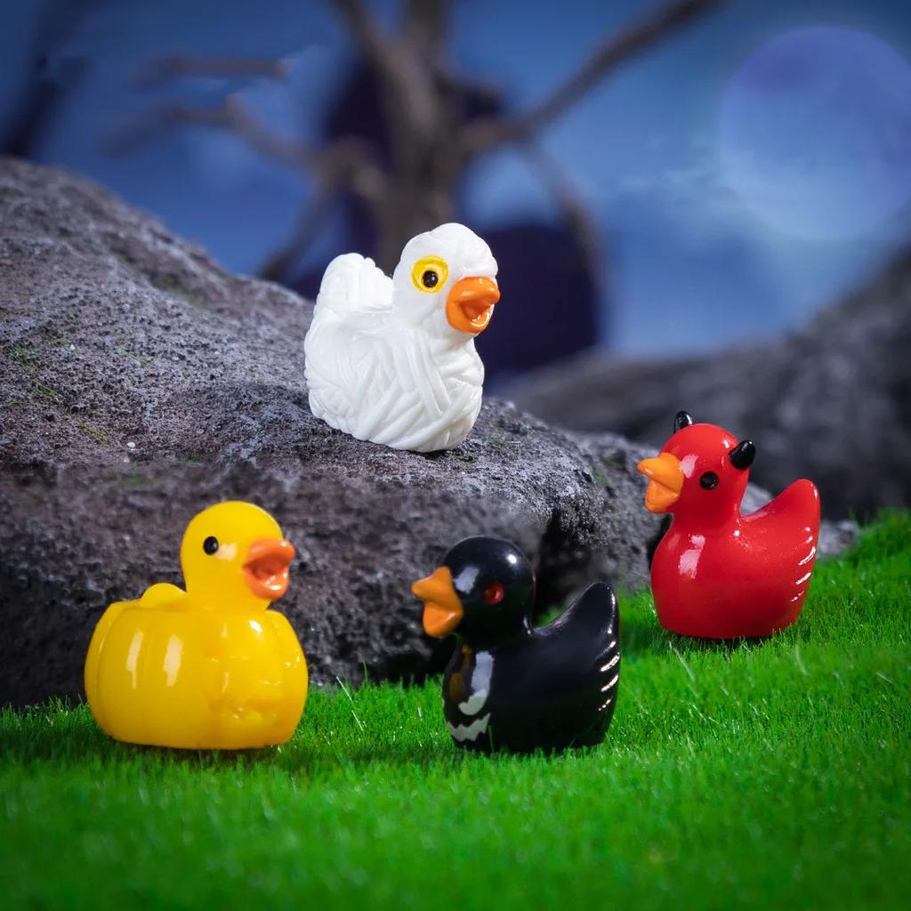 7PCS Halloween Duck Ghost Duck Ornament Home Office Desk Mini Ornaments Dollhouse Micro Landscape Decor Toy