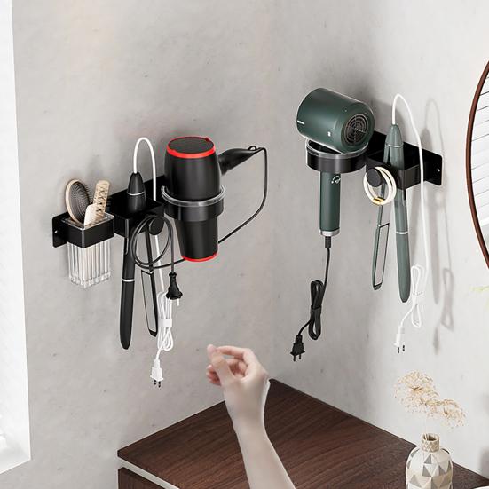 Wall Mount Hair Dryer Holder Bathroom Hair Tool Organizer Rack Strong Load-bearing