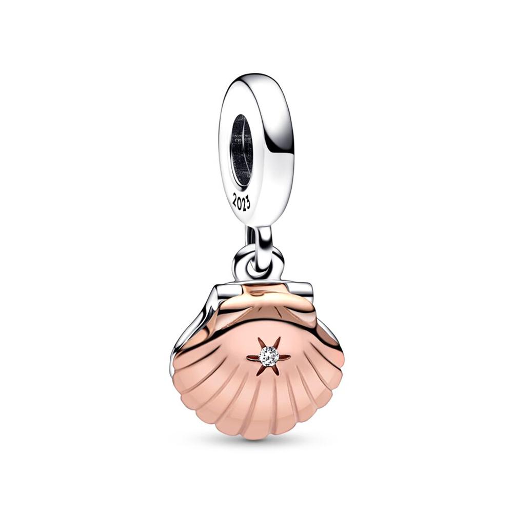 Argint S925 Charm Bicolor Ajour Mămăiță & Inimă potrivit Brățară Originală Bijuterii DIY pentru Femei Cadou Ziua Mamei