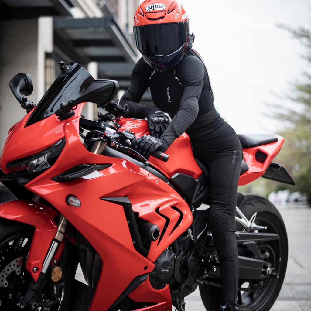 WOSAWE Women Motocross High Stretch Breathable Jacket Removable Soft Pads Slimming Top High Waist Riding Pants Motorcycle Rider Soft Pads Set