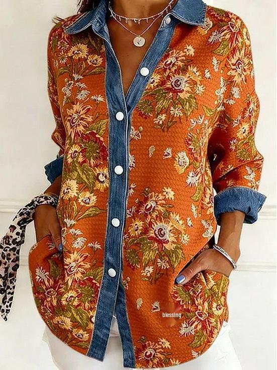2026 European-American Patchwork Floral 3D Print Women's Spring Cardigan