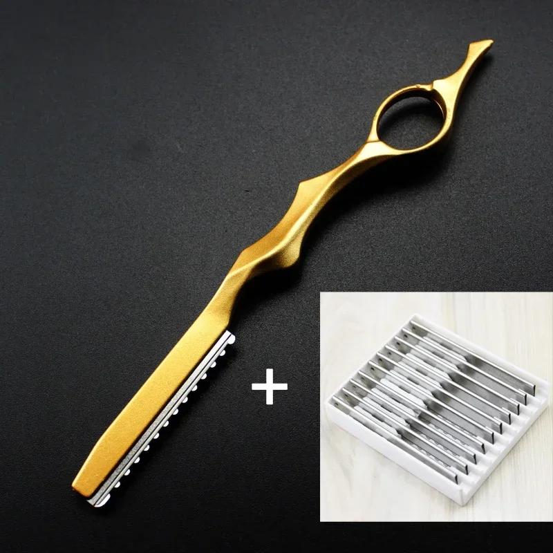 1 Thinner Razor +10 Pieces Blades Barber Thinning Razor Safety Hairdressing Razor Salon Hair Cutting Knife Shaving Tools Barber