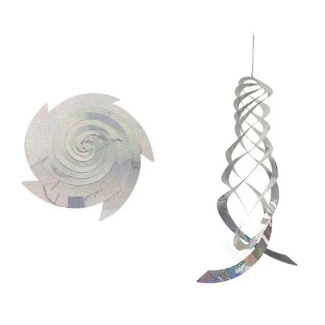 Hangable Radar Reflective Bird Repellent - Silver Spiral Wind Spinner - Effective Bird Deterrent for Gardens Chase Birds