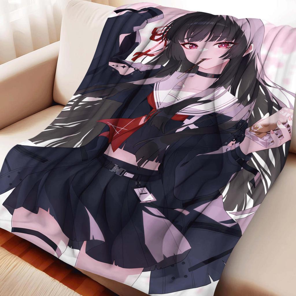 Cartoon Wuthering Waves Kuchiba Chisa Flannel Blanket Cover Warm Soft Anime Blanket Multifunctional Decor Home Universal Blanket