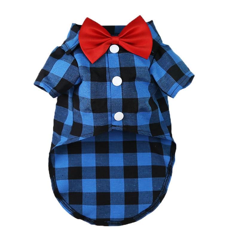 Pet Clothes Dogs Plaid Striped Shirt Suit Wedding Dress Puppy Coat Teddy Bear Pomeranian Vest Small-Medium Dog Cat Pet Costume