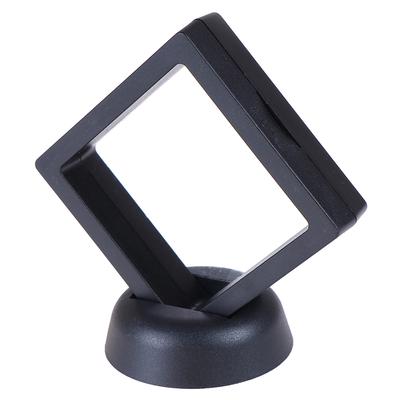 70*70Mm Schwarz 3D Schwimmende Schmuck Münze Display Rahmen Halter Box Fall Mit Ständer