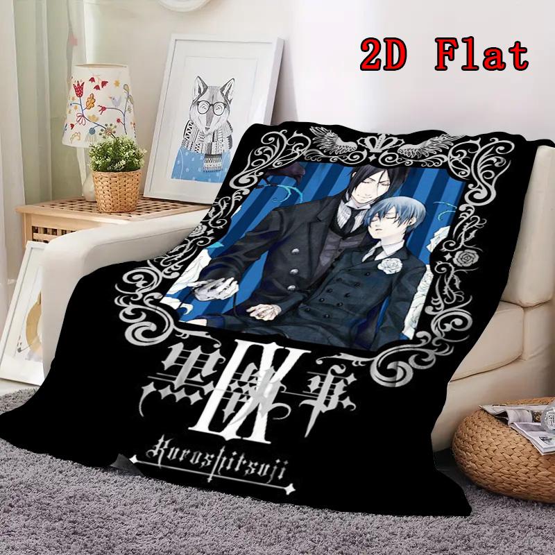 Black Butler 2D Flat Pattern Flannel Blanket High Quality All Seasons Warmth and Comfort Perfect for Christmas Gifts.NMT0928341