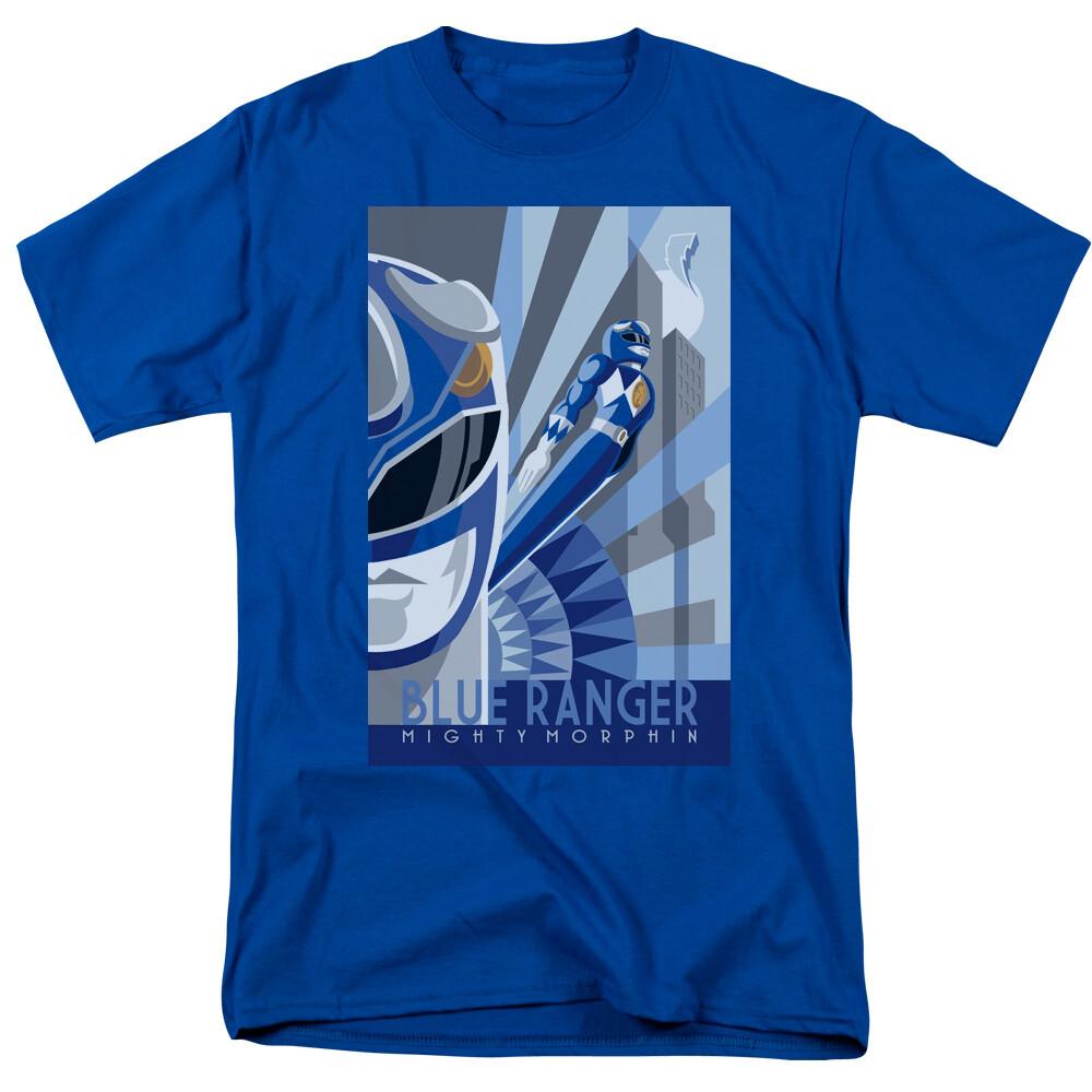 Mighty Morphin Power Rangers Blue Ranger Deco T Shirt Mens Licensed Royal Blue M