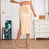 Women's Fashion Wrap Hip Stripe Slit High Waist Stretch Skirt