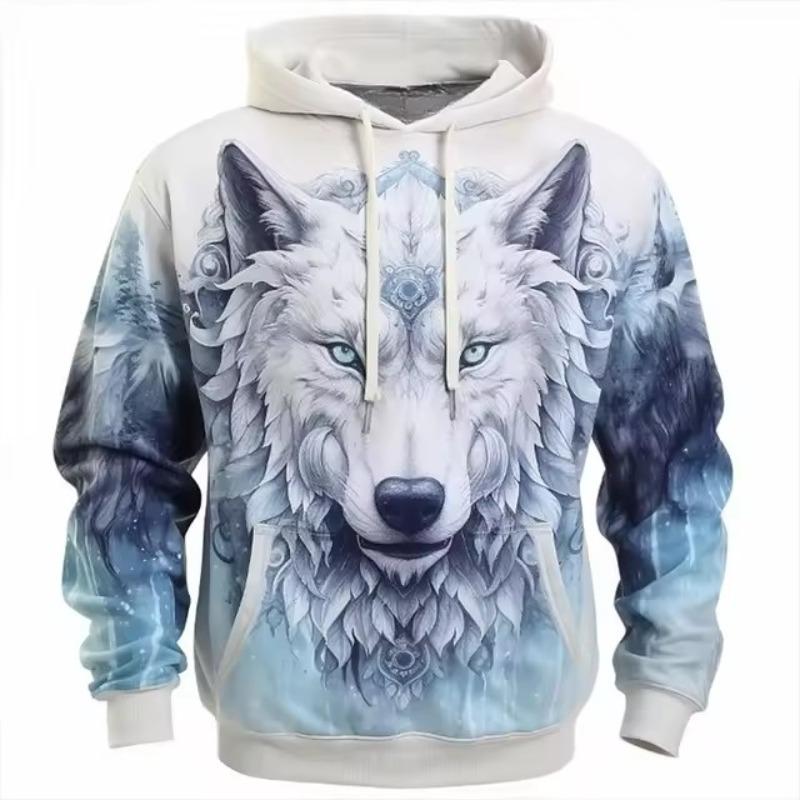 Animal Hoodie Men Wolf Print High-Quality Men's Pullover Autumn Fashion Top Street Hoodie Designer Long Sleeved Sportswear