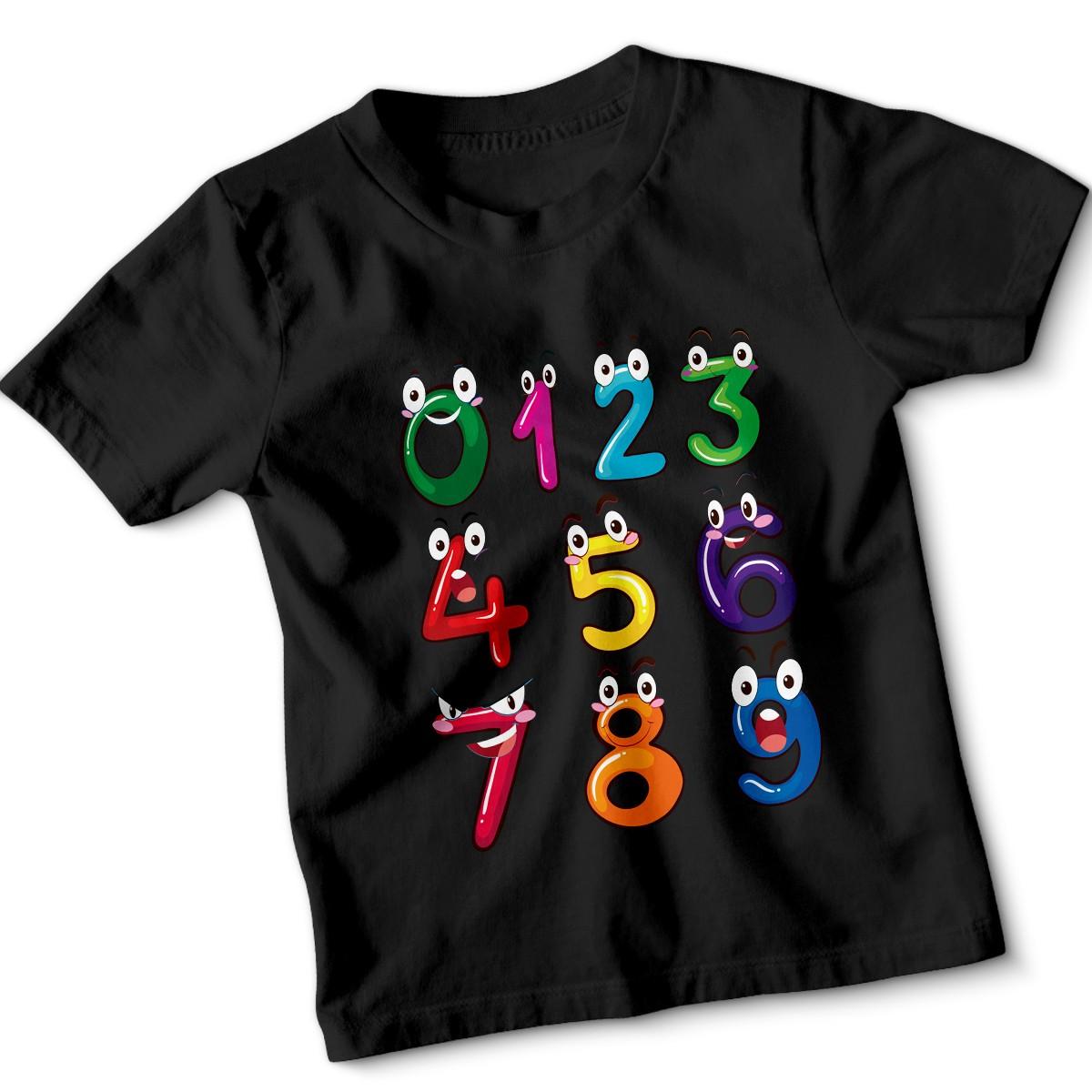 

Cartoon Numbers day 0-9 Counting Education Kids T-Shirt Boys Girls Learning Tee 130