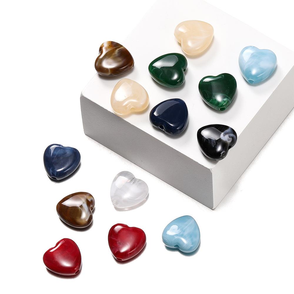 20pcs 14mm Heart Shape Sweet Acrylic Texture Plastic Loose Beads Jewelry Making DIY Crafts Findings Accessories Material