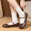 Girl's Heart Flower One-word Buckle Mary Jane Shoes Spring 2025 New Daily Casual Versatile Skirt Small Leather Shoes