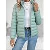 (Order A Size Up)Women Spring Slim‑Fit Lightweight Padded Jacket Stand Collar Zipper Long Sleeve Solid Color Elegant Versatile Cropped Coat ()