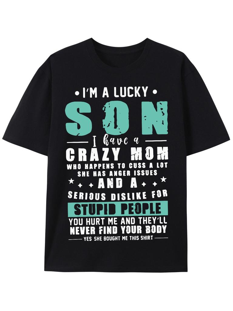 Lucky 100 Pattern Tshirt Humorous Mom Quotes Suitable for Daily Wearing Sports and Outdoor Activities