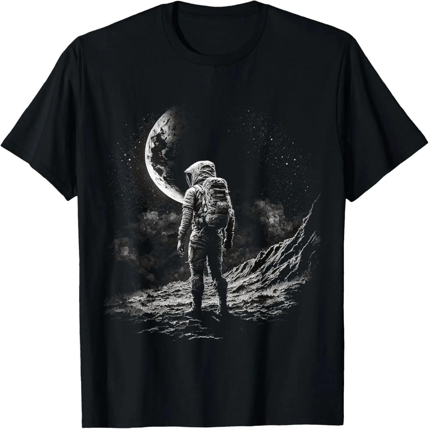 Moon space art planets artwork astronomy T-Shirt S чёрный