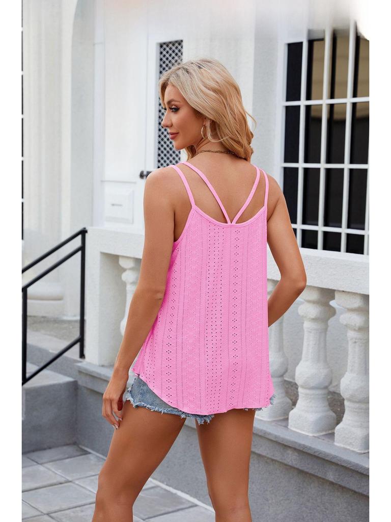 2024 Spring/Summer Women's Sleeveless V-Neck Hollow Vest with Suspenders