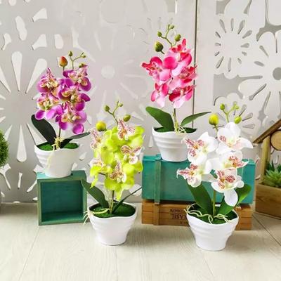 Elegant Silk Orchid Flower Plant In Pot for Home Garden Office Decoration