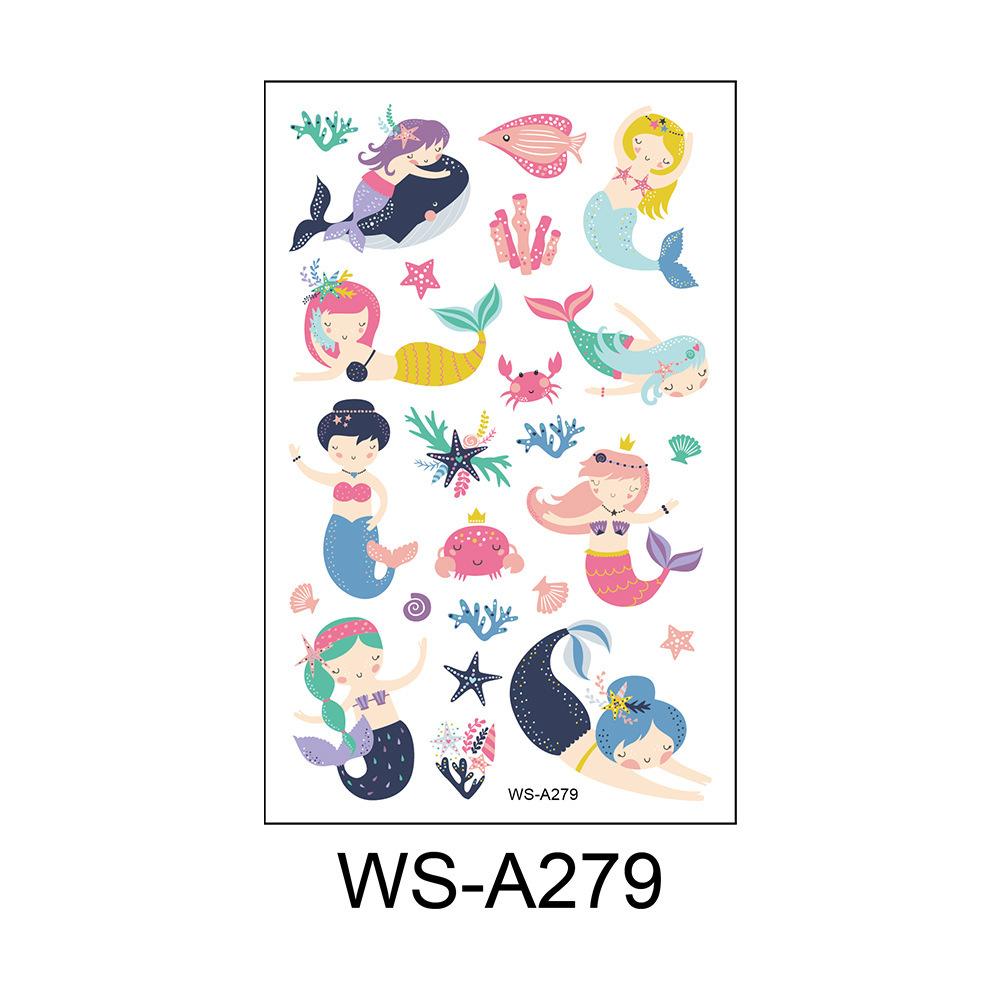 Children's Cartoon Mermaid Tattoo Sticker Pink Princess Waterproof Cute Fun Disposable Bonus Sticker