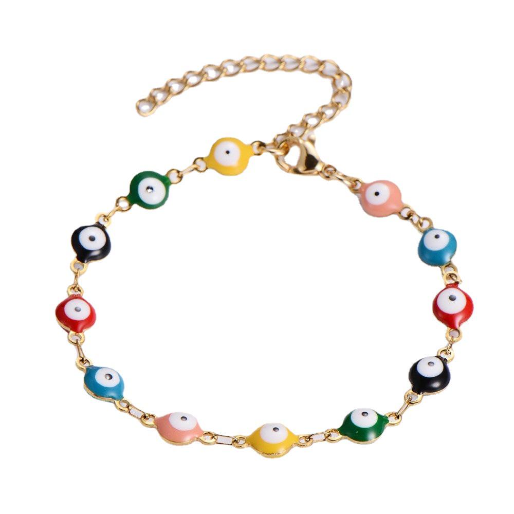 18K Stainless Steel Evil Eye Spliced Women's Bracelet - European & American Style