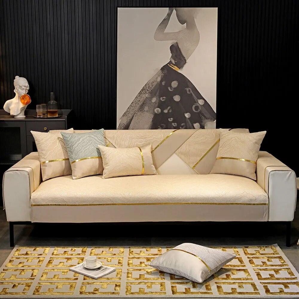 

Легкий роскошный высокоточный жаккардовый чехол для дивана, универсальный чехол на четыре сезона, противоскользящий чехол для дивана из синели для гостиной 70x70cm 1pcs